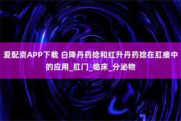 爱配资APP下载 白降丹药捻和红升丹药捻在肛瘘中的应用_肛门_临床_分泌物